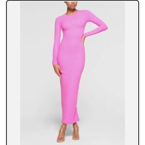 Rare SKIMS Fits Everyone maxi dress in neon orchid pink